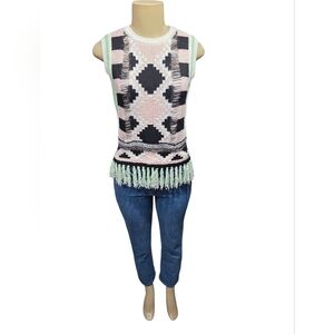 Maison Scotch & Soda Woven Knit Fringe Shirt